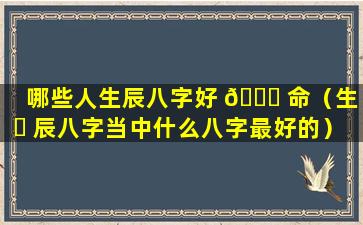 哪些人生辰八字好 🐕 命（生 ☘ 辰八字当中什么八字最好的）